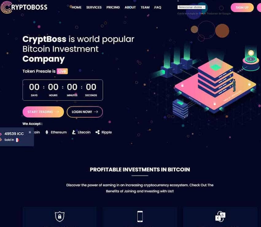 Página web de CryptoBoss