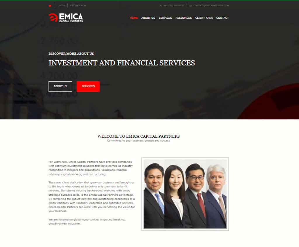 Página web de Emica Capital Partners
