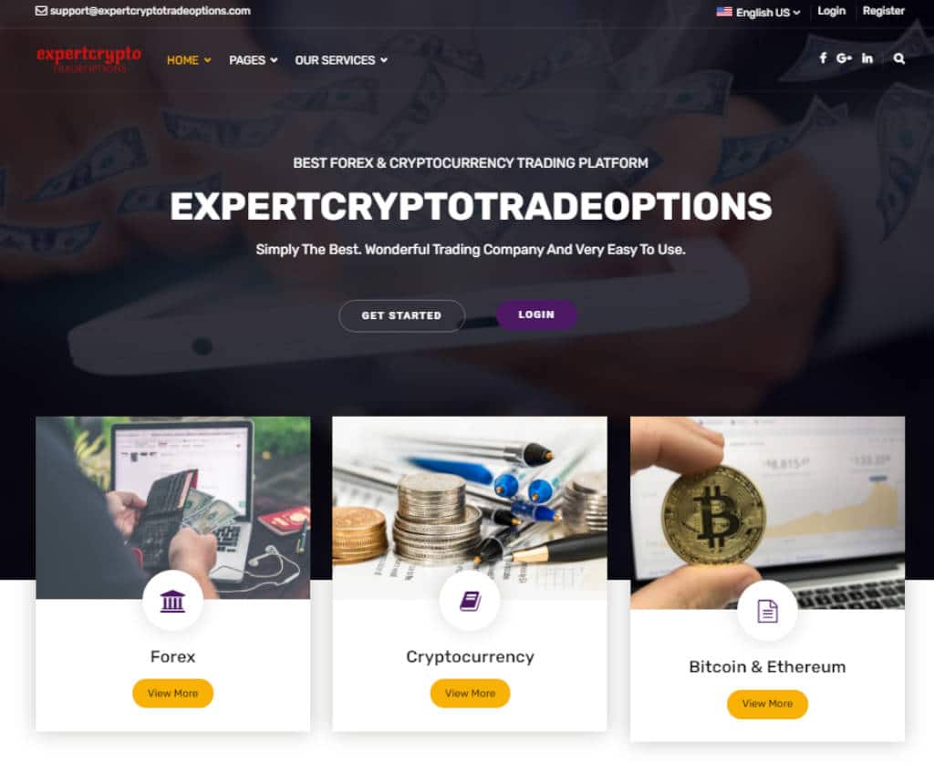 Página web de Expertcryptotradeoptions