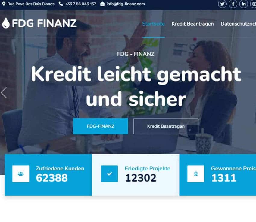 Página web de Fdg Finanz