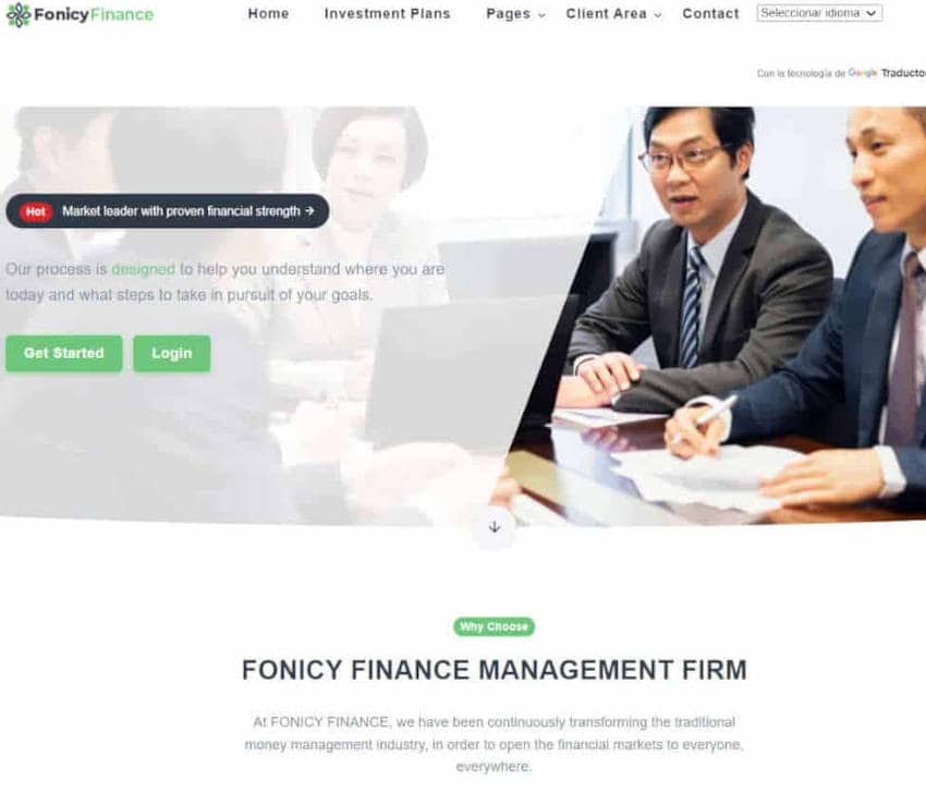 Página web de FONICY FINANCE