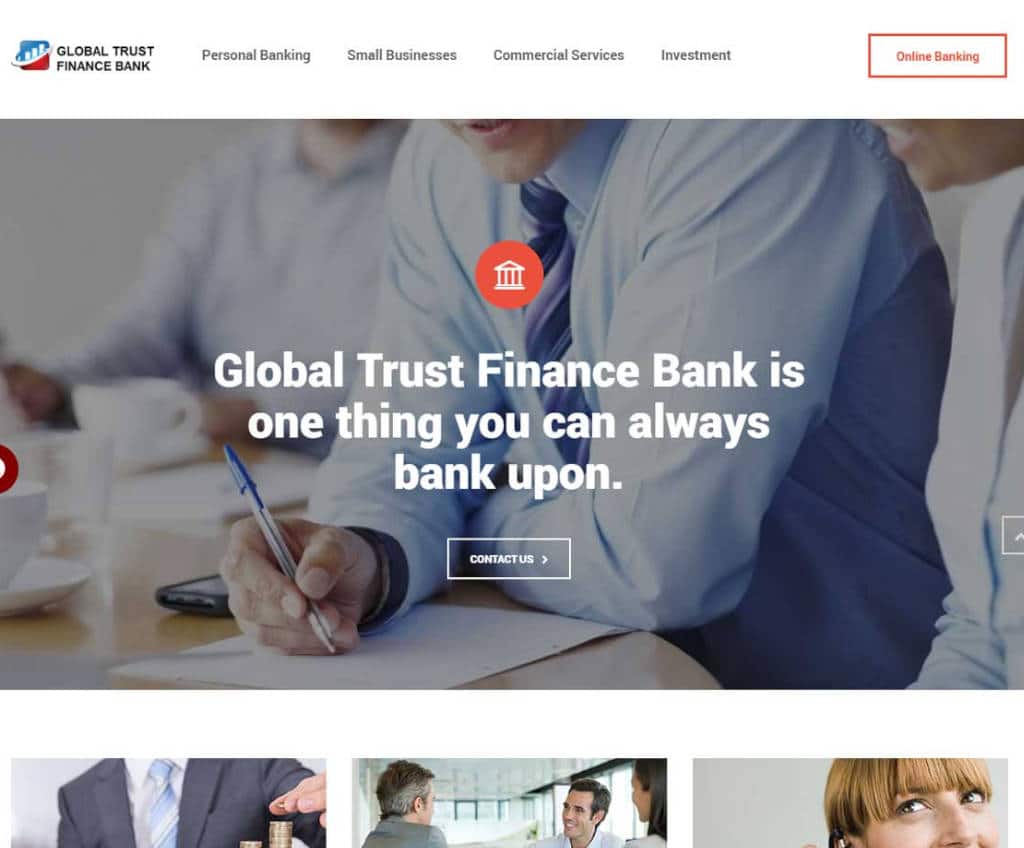 Página web de Global Trust Finance Bank