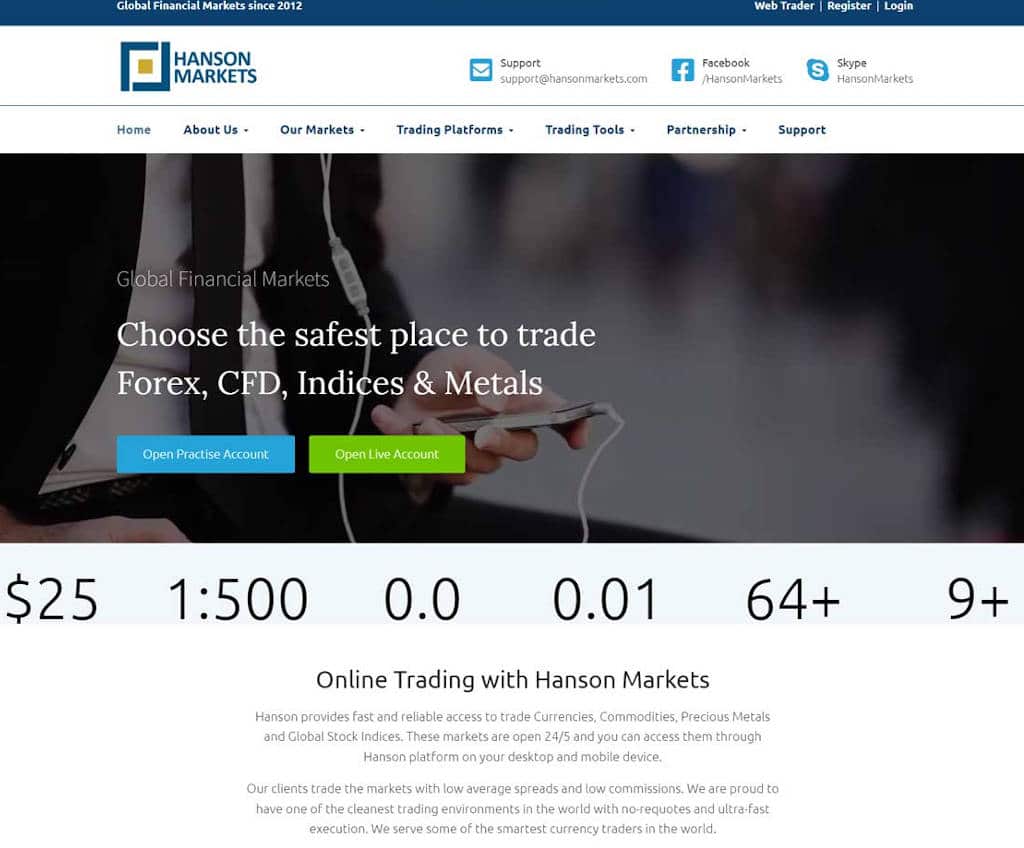 Página web de Hanson Markets