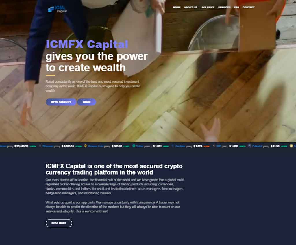 Página web de ICMFX Capital