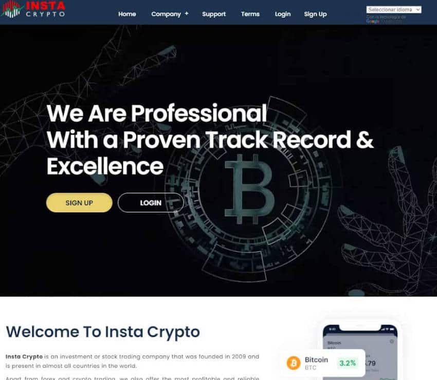 Página web de Insta Crypto