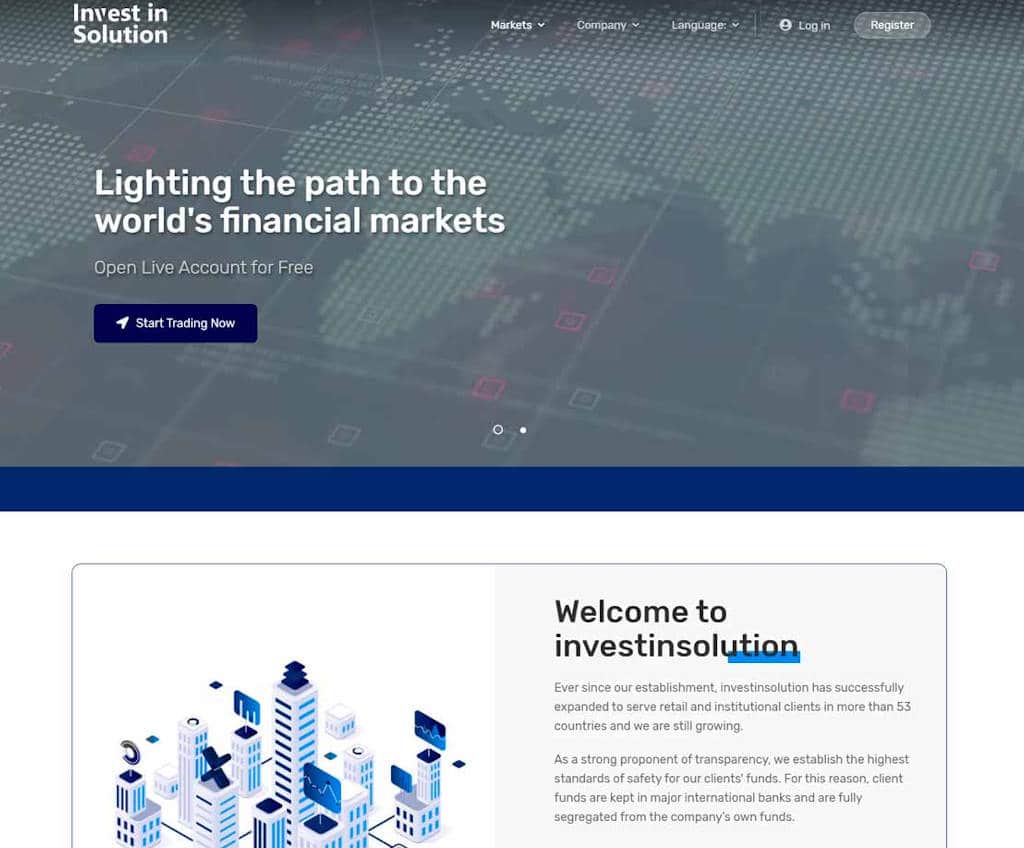 Página web de Invest In Solution
