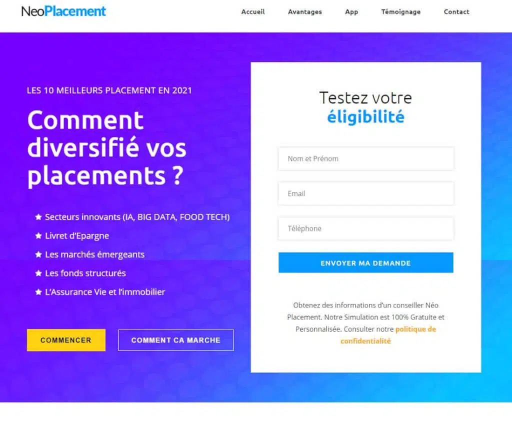 Página web de Neo Placement