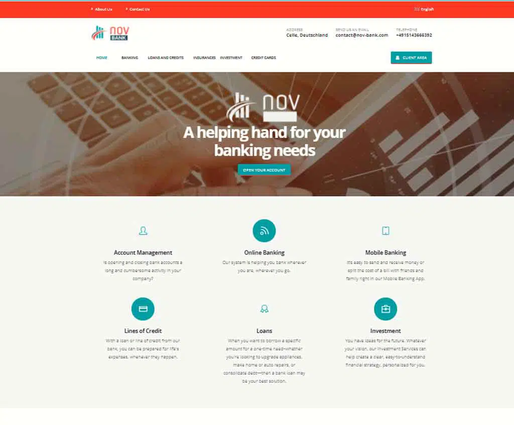 Página web de NOV BANK