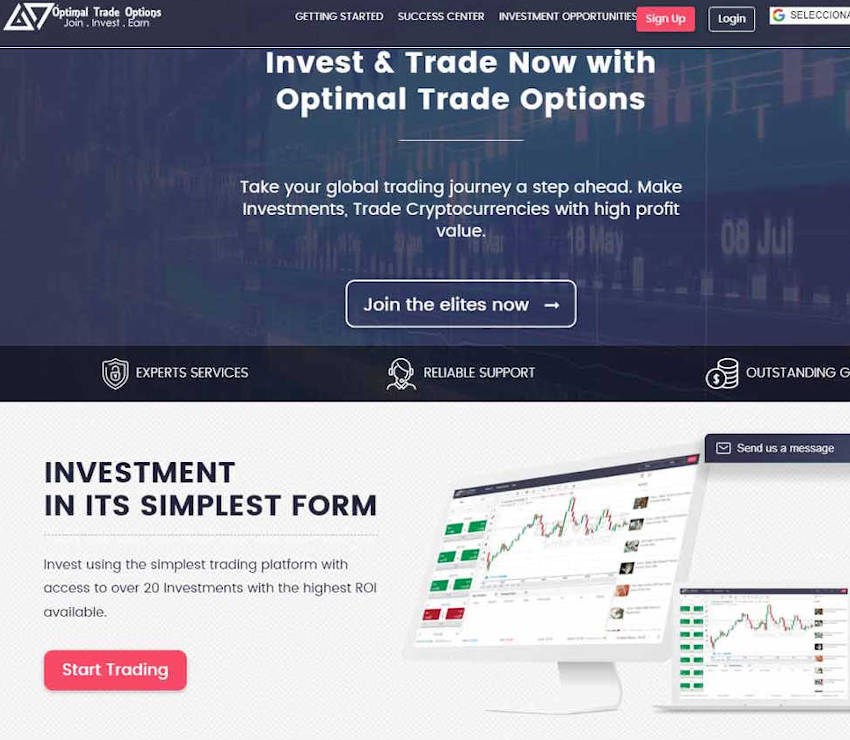 Página web de Optimal Trade Options
