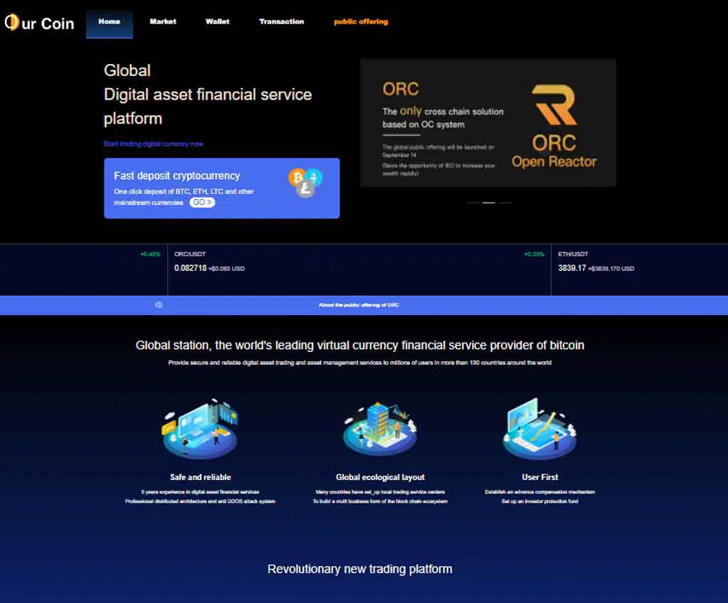 Página web de Our Coin