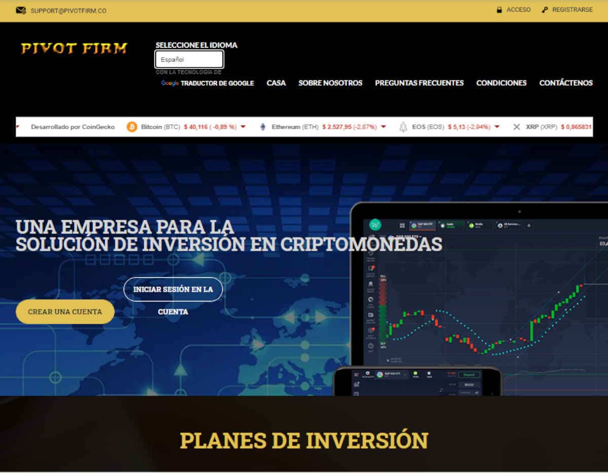 Página web de Pivot Firm
