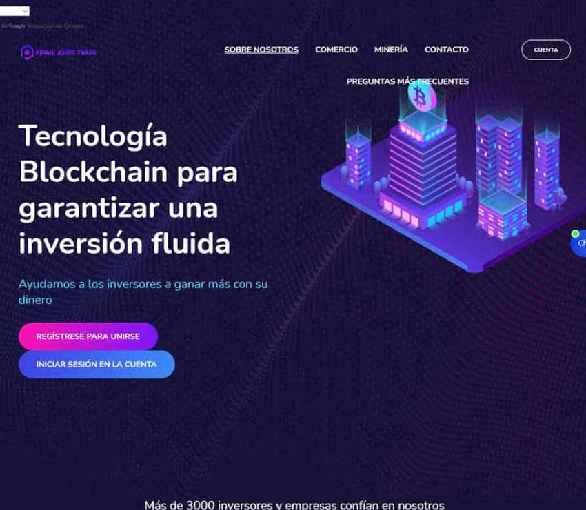 Página web de Prime Asset Trade