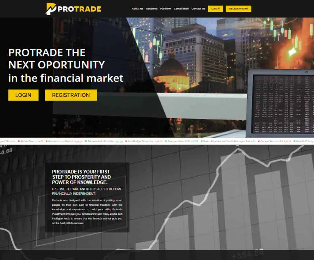 Página web de PROTRADE
