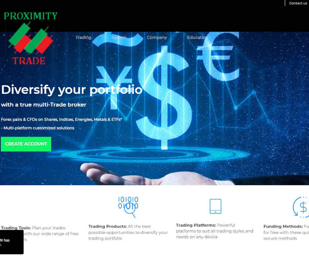 Página web de Proximity Trade