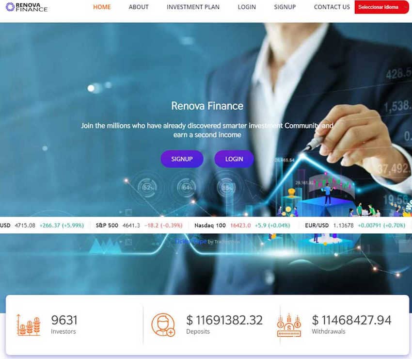 Página web de Renova Finance