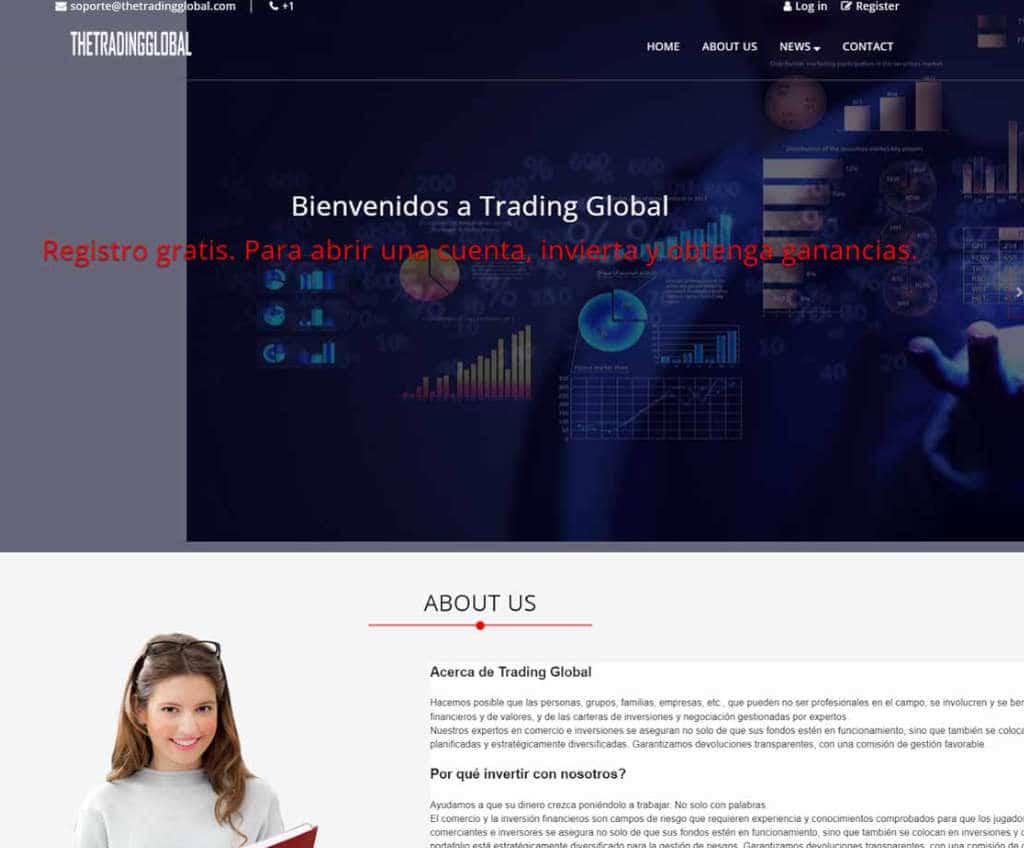 Página web de The Trading Global
