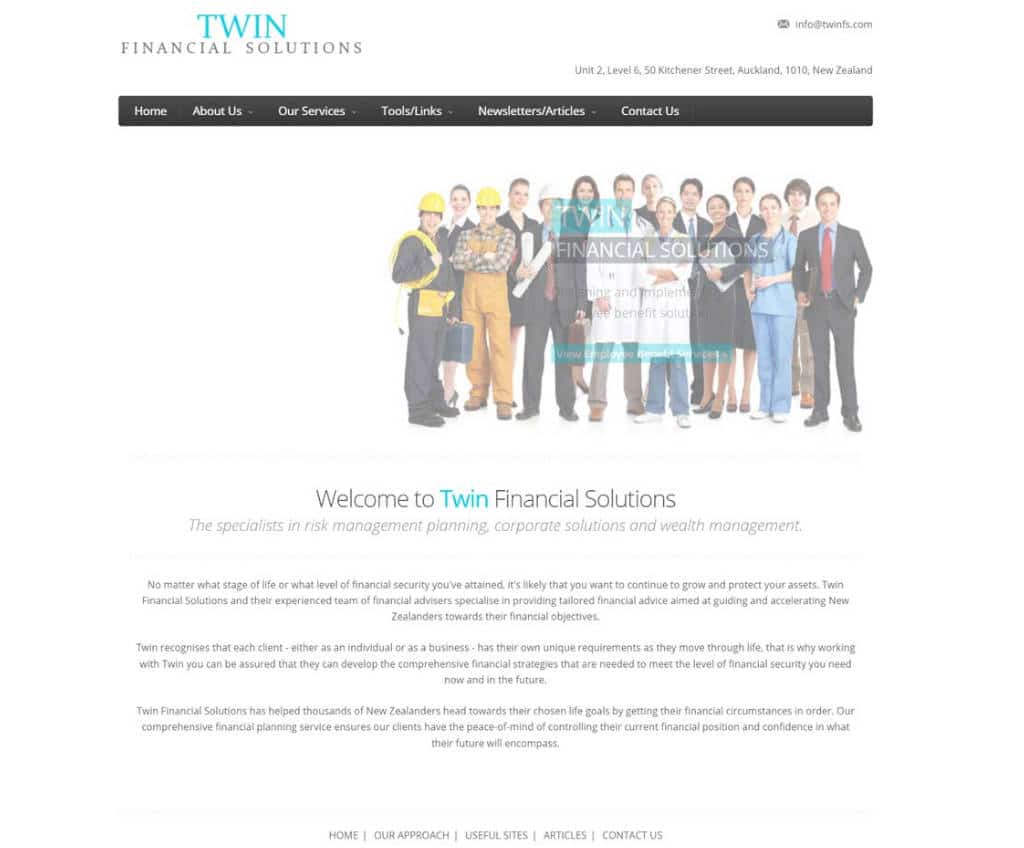 Página web de Twin Financial Solutions