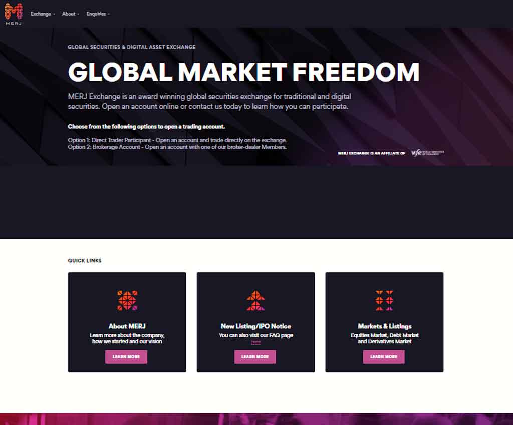 Página web de MERJ Exchange
