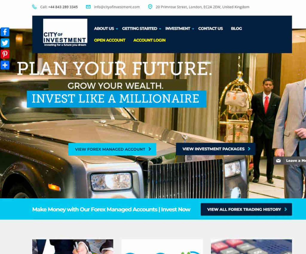 Página web de City of Investment