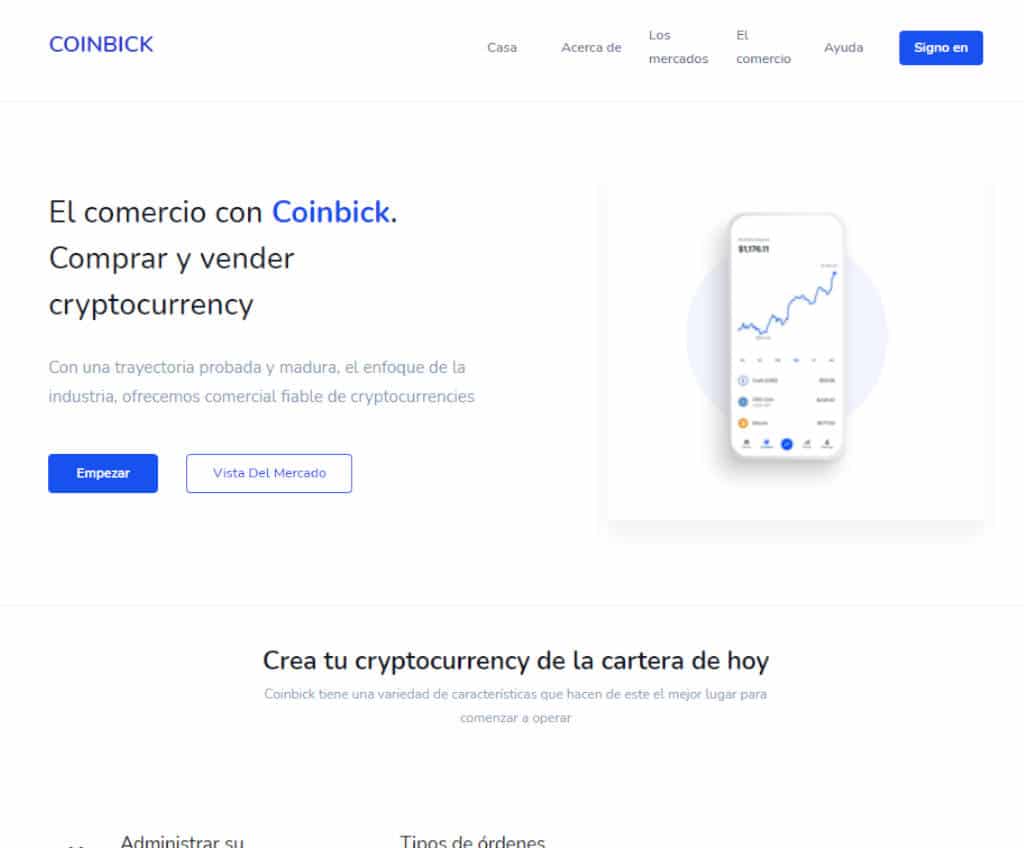 Página web de Coinbick