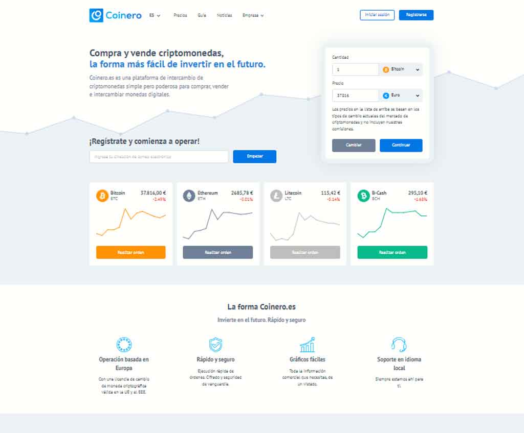 Página web de Coinero