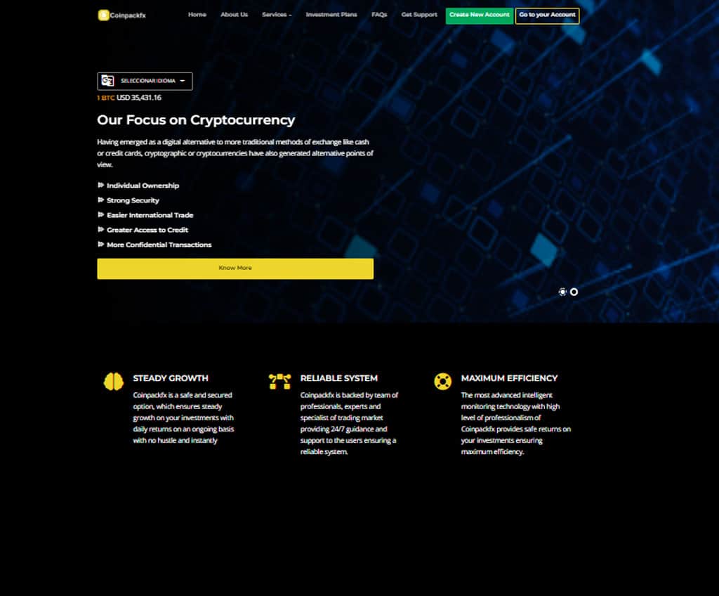 Página web de Coinpackfx