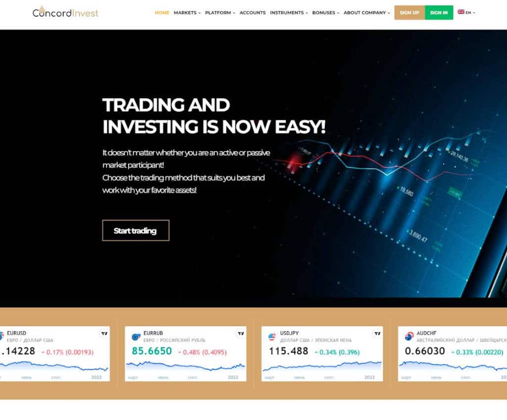 Página web de ConcordInvest