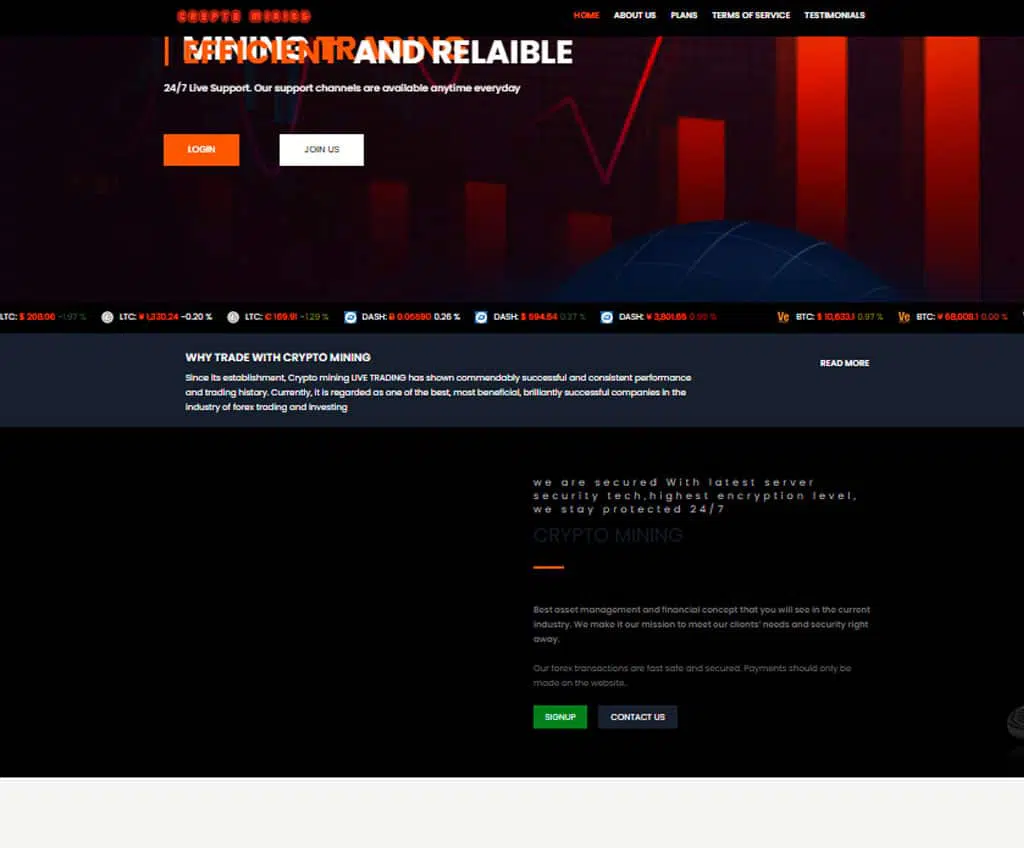 Página web de Crypto mining