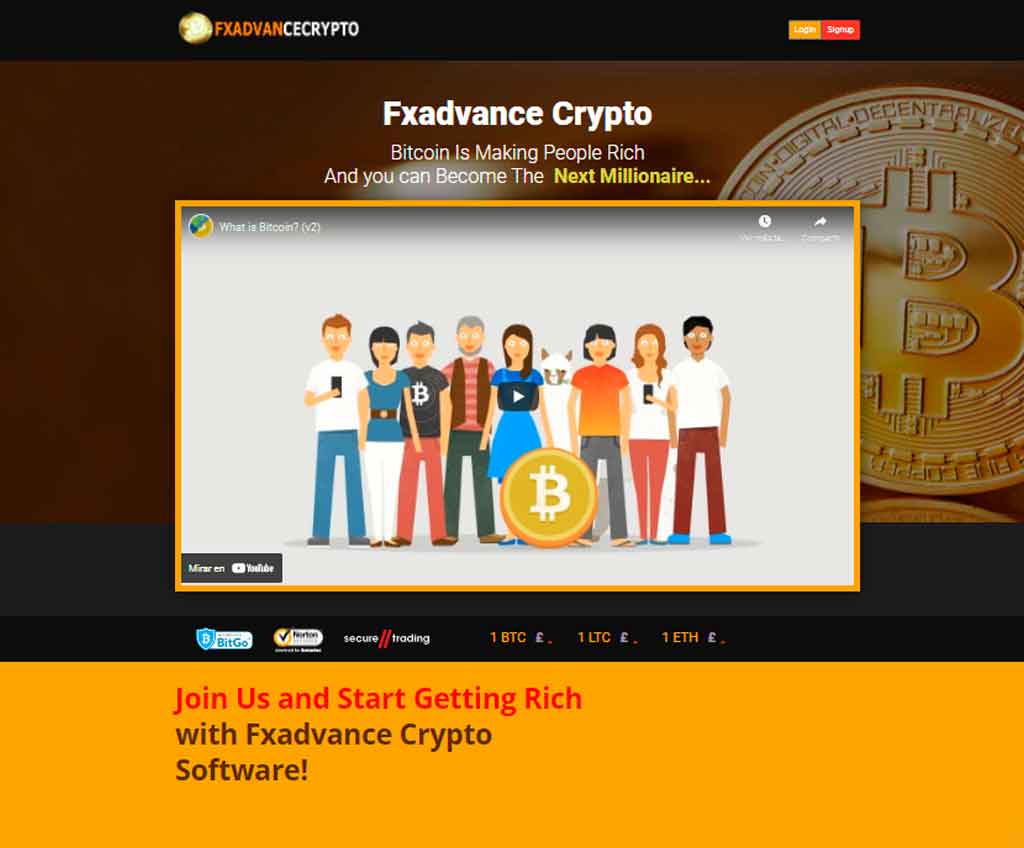 Página web de Fxadvance Crypto