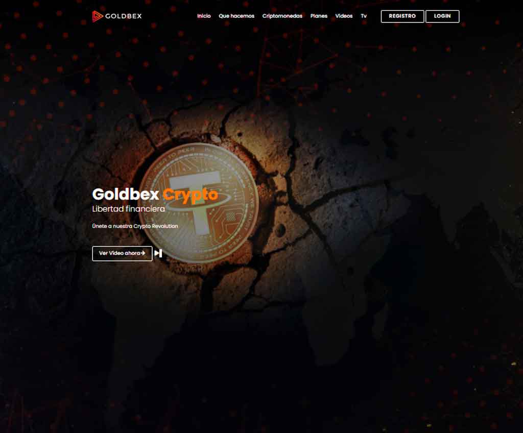 Página web de Goldbex Crypto