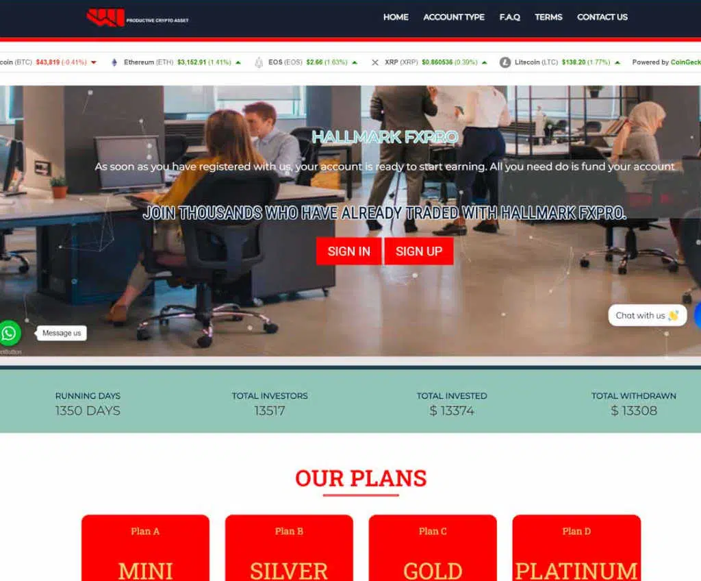 Página web de Hallmark Fxpro