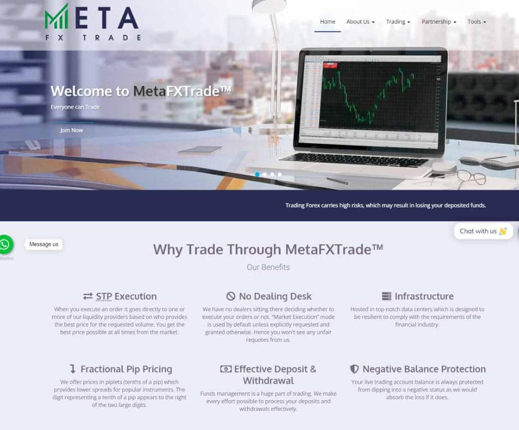 Página web de MetaFxTrade