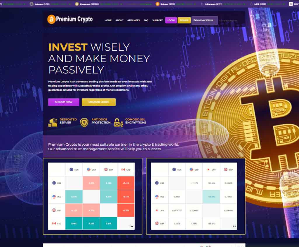 Página web de Premium Crypto