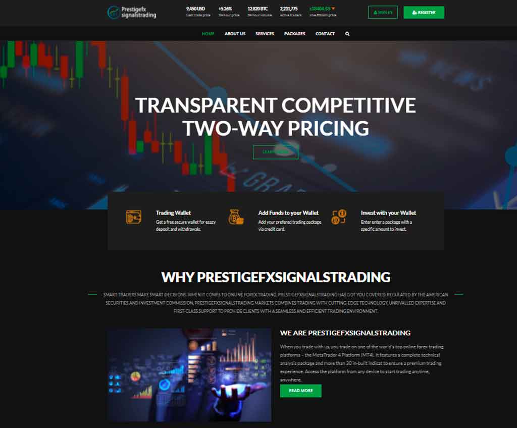 Página web de PrestigeFXsignalstrading