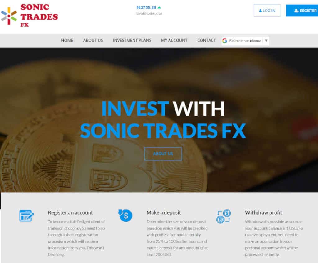Página web de SONIC TRADES FX