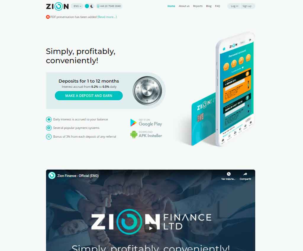 Página web de Zion