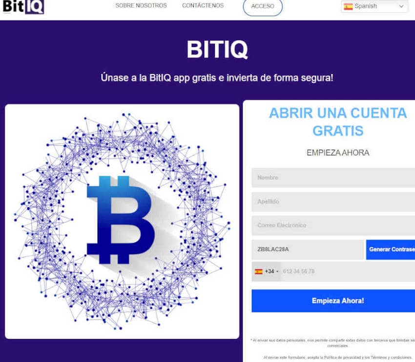Página web de BitIQ