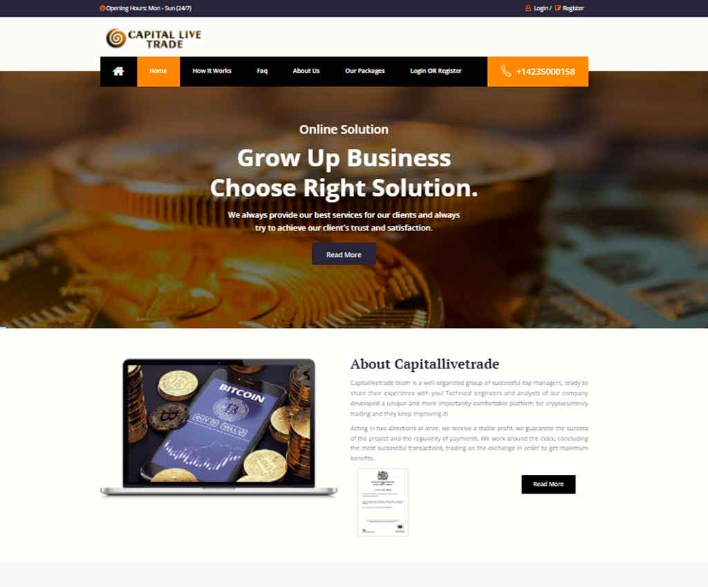 Página web de Capital Live Trade