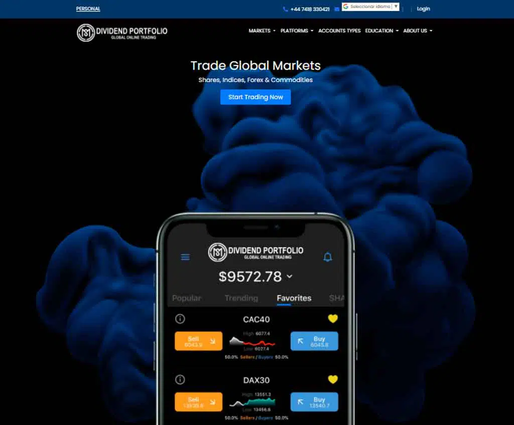 Página web de Dividend Portfolio