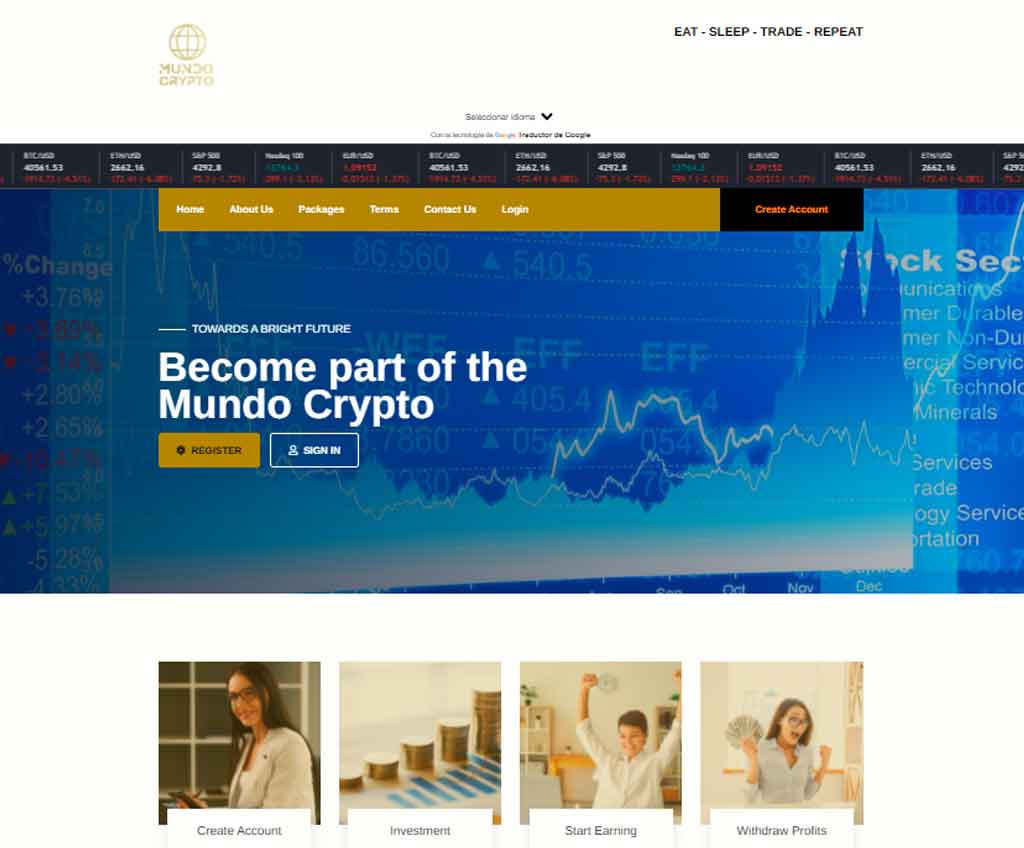 Página web de Mundo Crypto