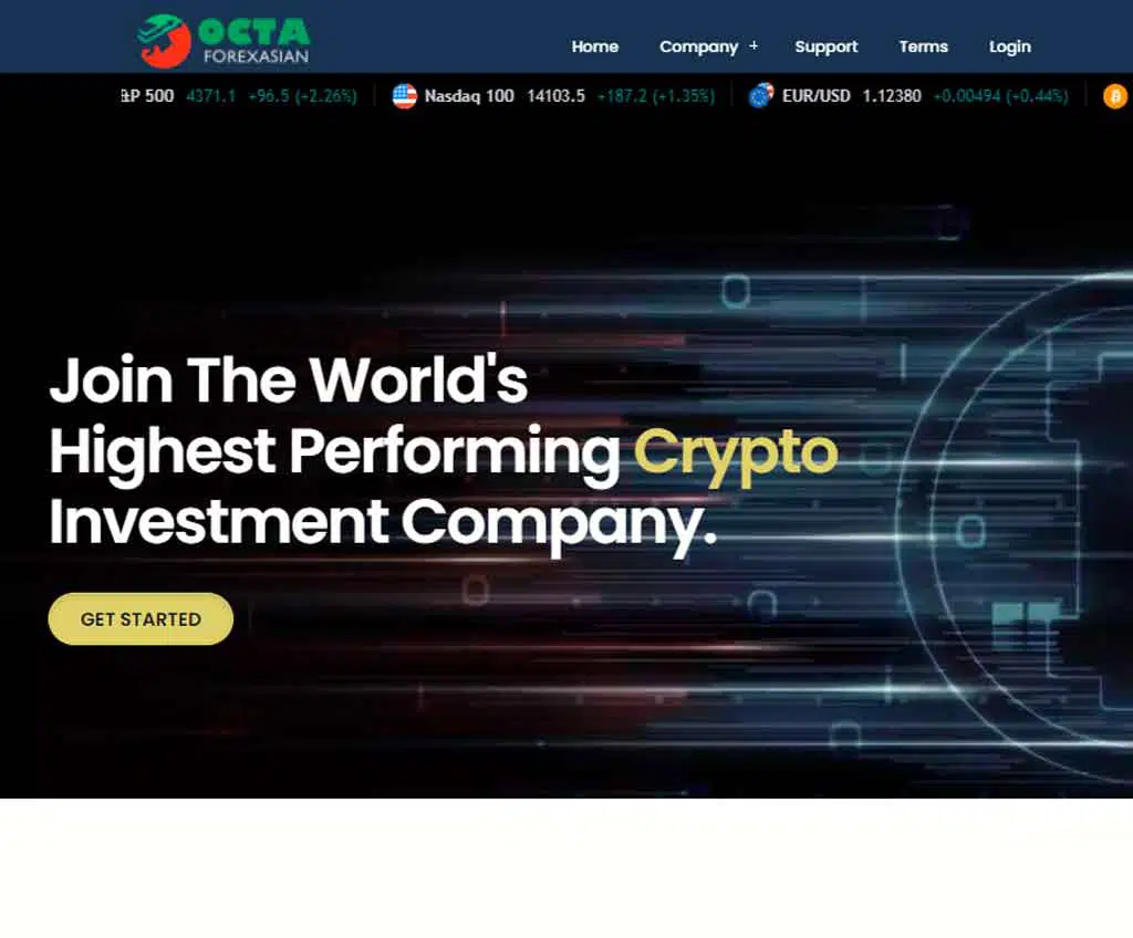 Página web de Octa Forex Asian