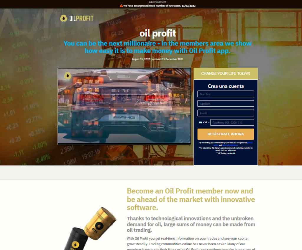 Página web de Oil Profit