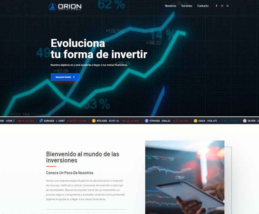 Página web de Orion Capital Global
