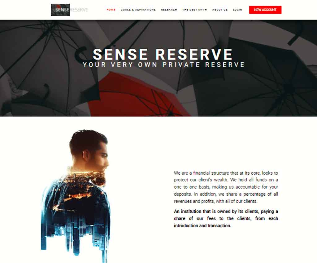 Página web de Sense Reserve