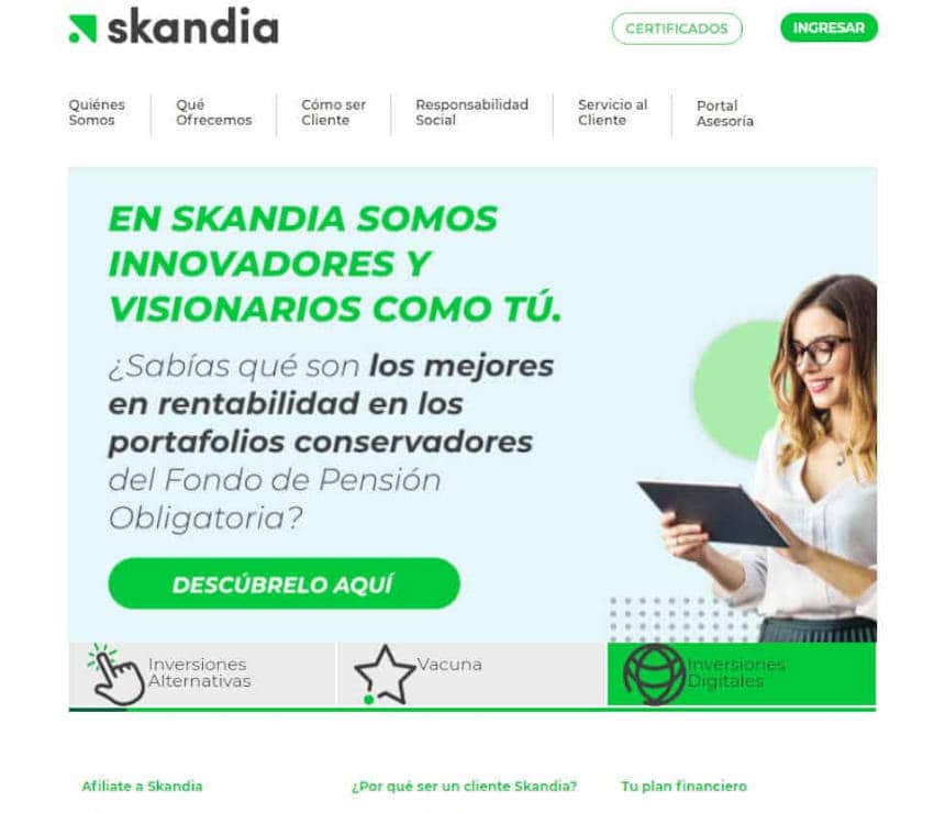 Página web de Skandia