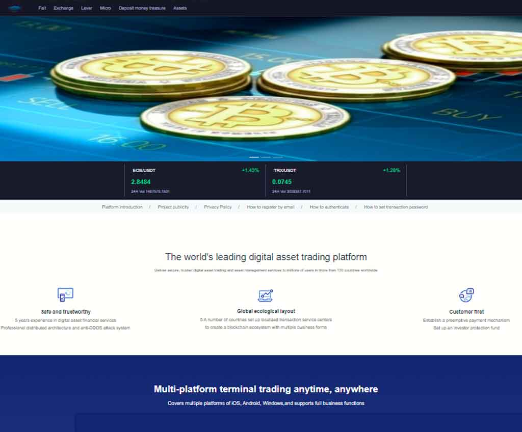 Página web de BTX Exchange