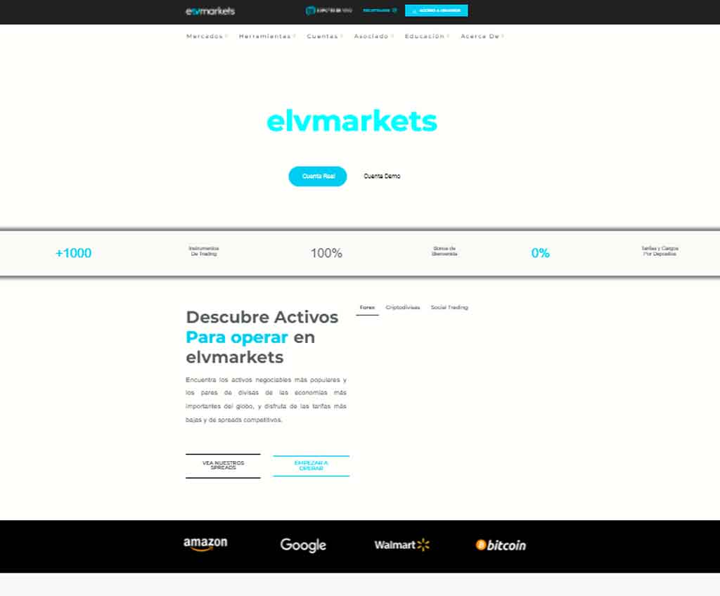 Página web de ElvMarkets