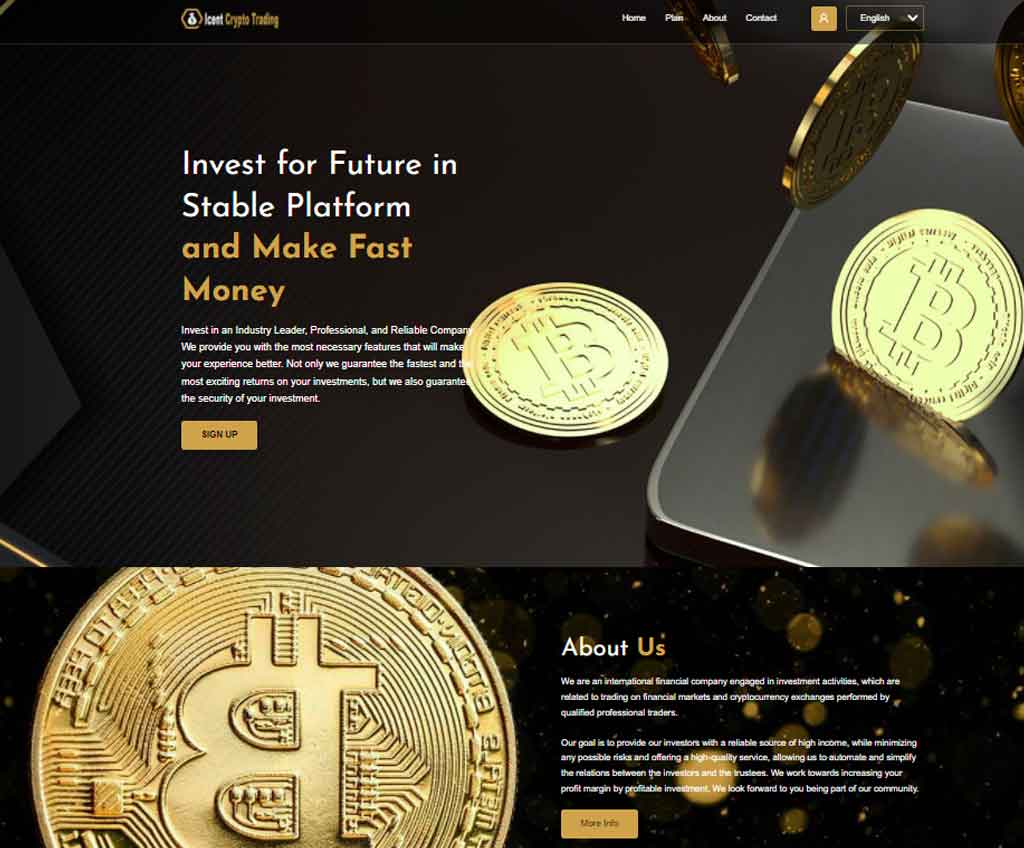 Página web de Icent Crypto
