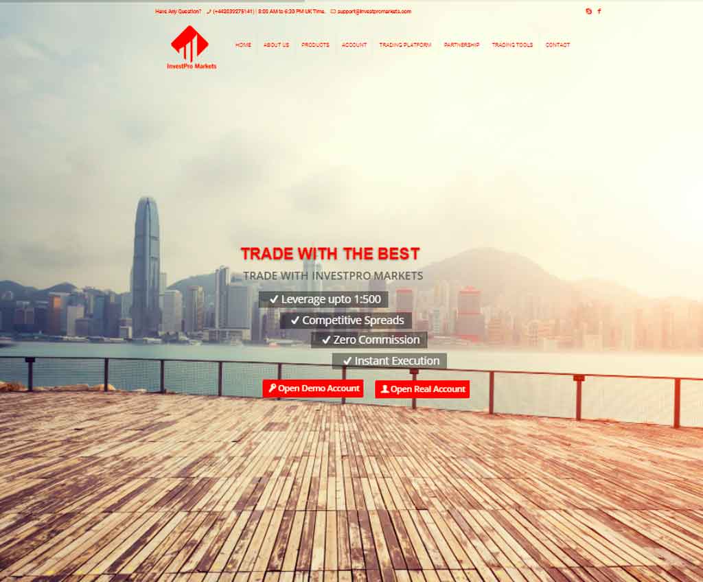 Página web de Investpro Markets