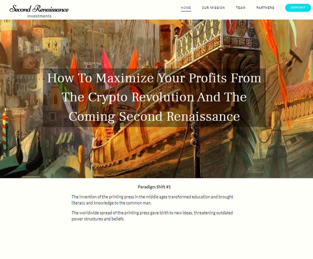 Página web de Second Renaissance Investments